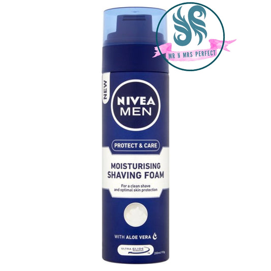 NIVEA MEN MOISTURISING SHAVING FOAM PROTECT & CARE 200ml (Germany).