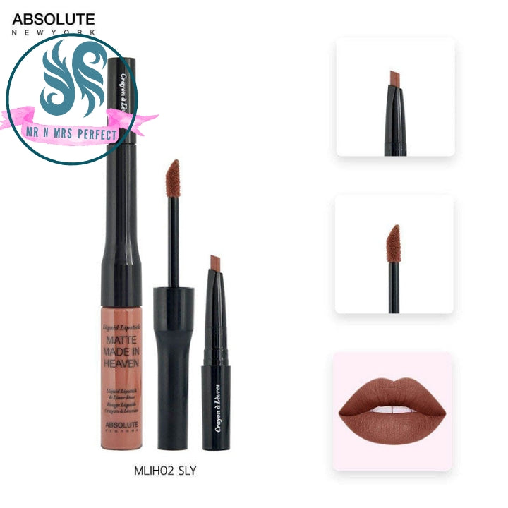 Absolute New York Matte Made In Heaven Liquid Lipstick & Liner Duo - MLIH02 SLY