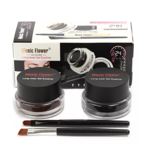 Music Flower Gel Black + Brown Eye Liner / 2in1 Eye Liner Gel