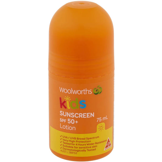 Woolworths Kids Sunscreen Spf 50+ Roll On (Australia