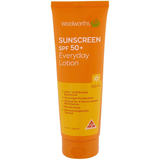 Woolworths Sunscreen Everyday Tube Spf 50+ 100ml (Australia)